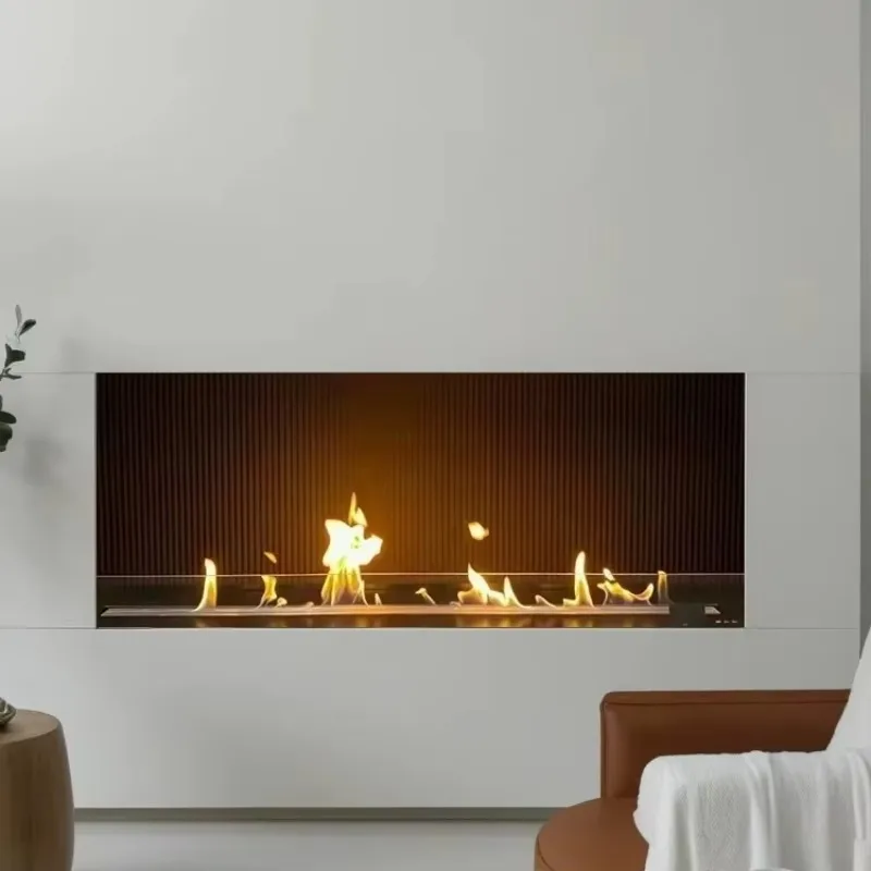 

#x Modern 3D Smart WiFi Steam Fireplace Tuya App Controlled Wood And Metal TV Stand Insert For Living Room
