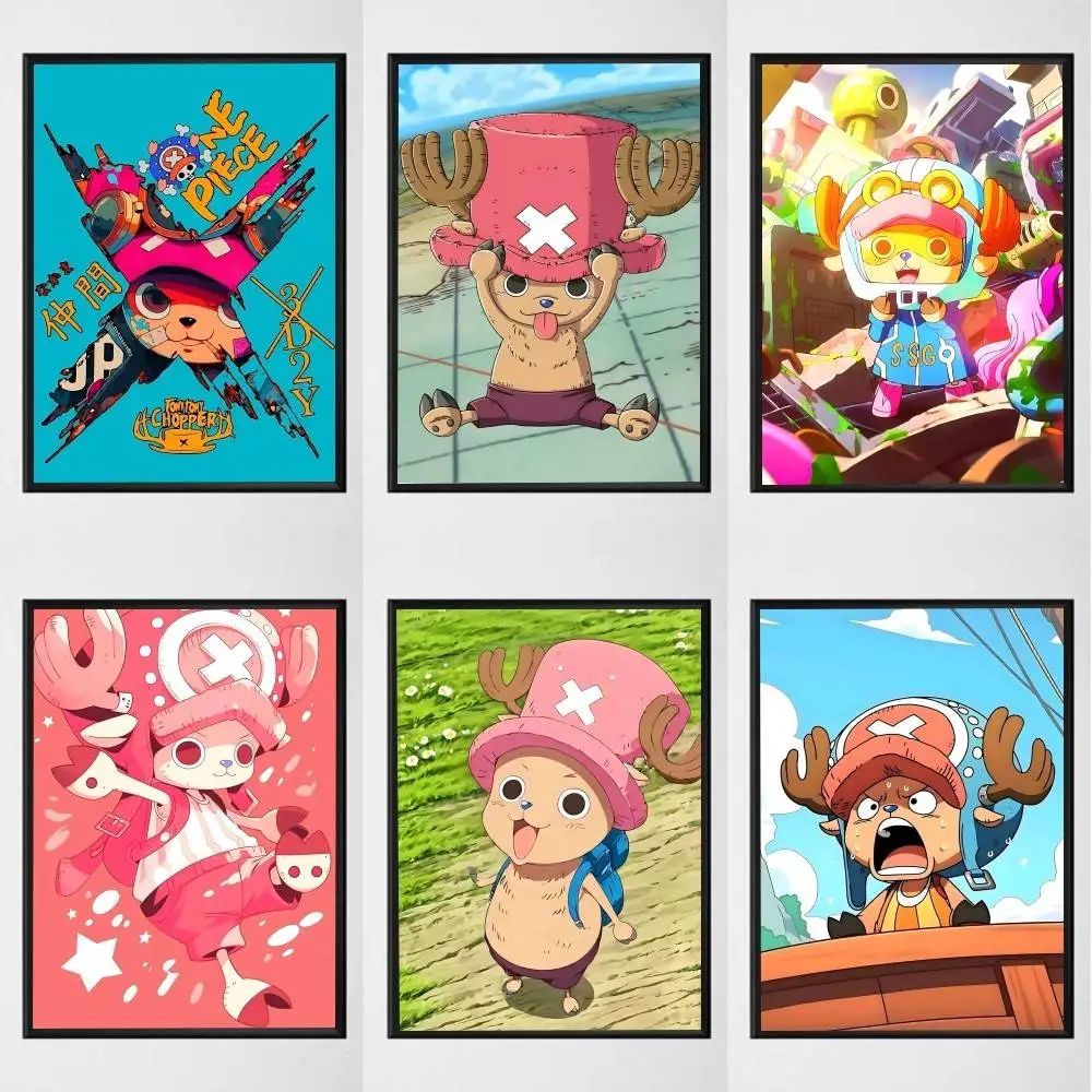 Anime Character Cute Chopper One P-Piece posters Self-adhesive Paper Print Home Living Room Bedroom Entrance Bar Cafe Art