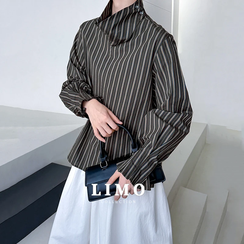 

LIMO 2025 Autumn Winter Trending Striped Office Shirt for Women Cotton Polyester Blend Casual Chic Long Sleeve Blouse