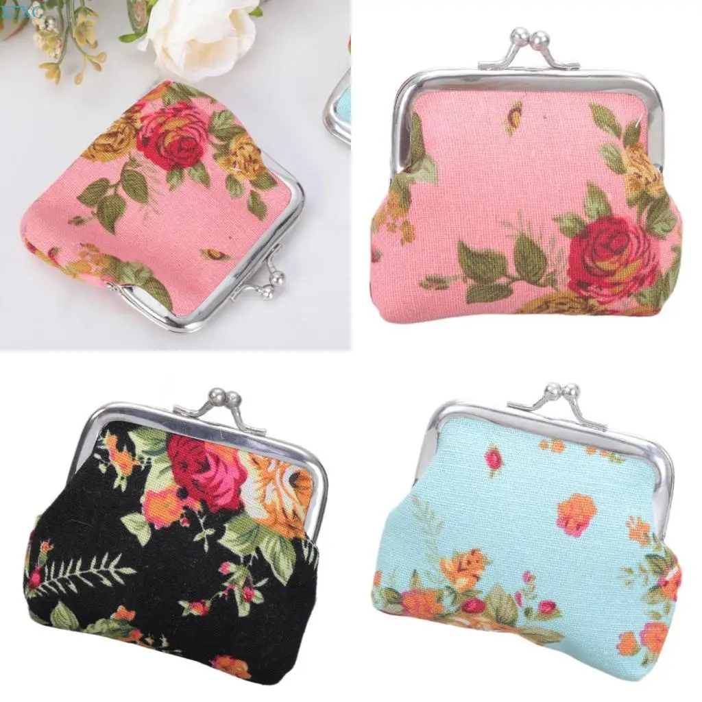 

X7XC Floral Coin Purse,Trendy Wallets with Clasp Vintage Car Coin Handbag