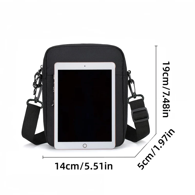 Daily Wear Simple Square Crossbody Bag Adjustable Strap, Multi Layer Storage Small Handbag Fits 7.9 Inch Tablet Essentials