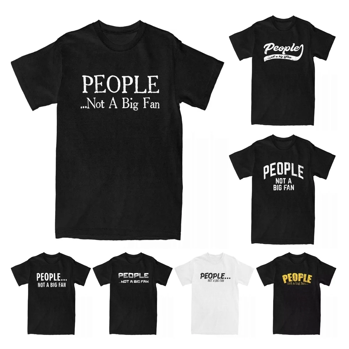 Novelty People Not A Big Fan Funny Introvert T-Shirts Men 100% Cotton T Shirts Sarcastic Graphic Introvert People Tees Gift Tops