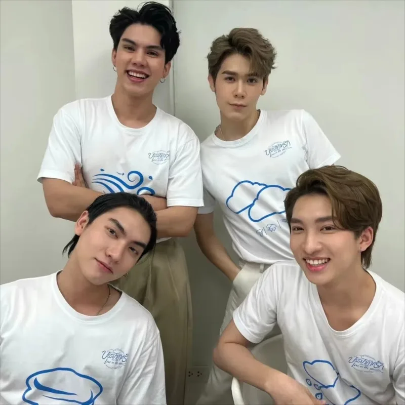 2026 Summer Thai Drama Love in The Air Fort Peat Boss Noeul Bossnoeul FortPeat Costume Casual Loose Short-sleeved T-shirt