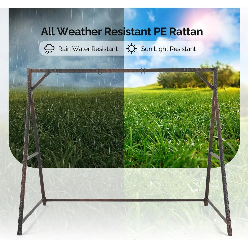 حامل أرجوحة الروطان الخارجي شديد التحمل بطول 7 أقدام مع إطار معدني وحلقات تعليق بسعة 1200 رطل #5