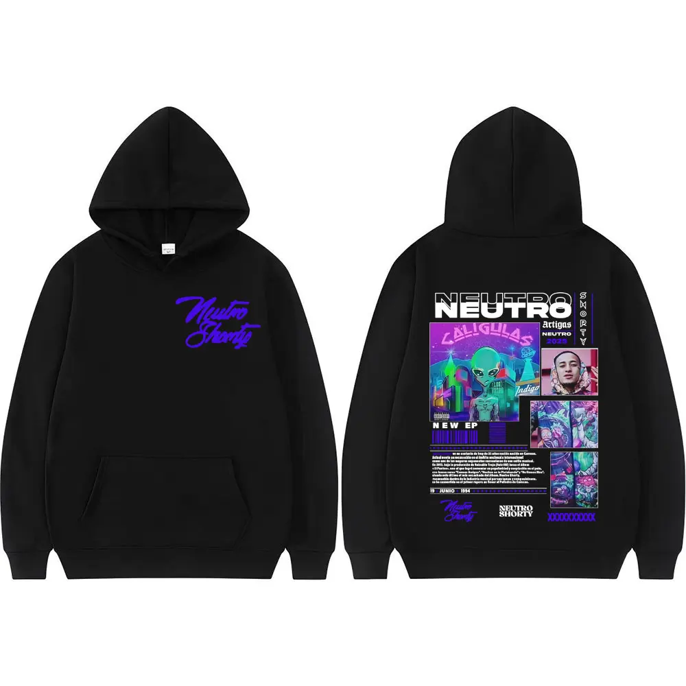 래퍼 Neutro Shorty 앨범 투어 2025 Merch 후드 남성 의류 하라주쿠 힙합 긴 소매 후드 캐주얼 컴포트 스웨터
