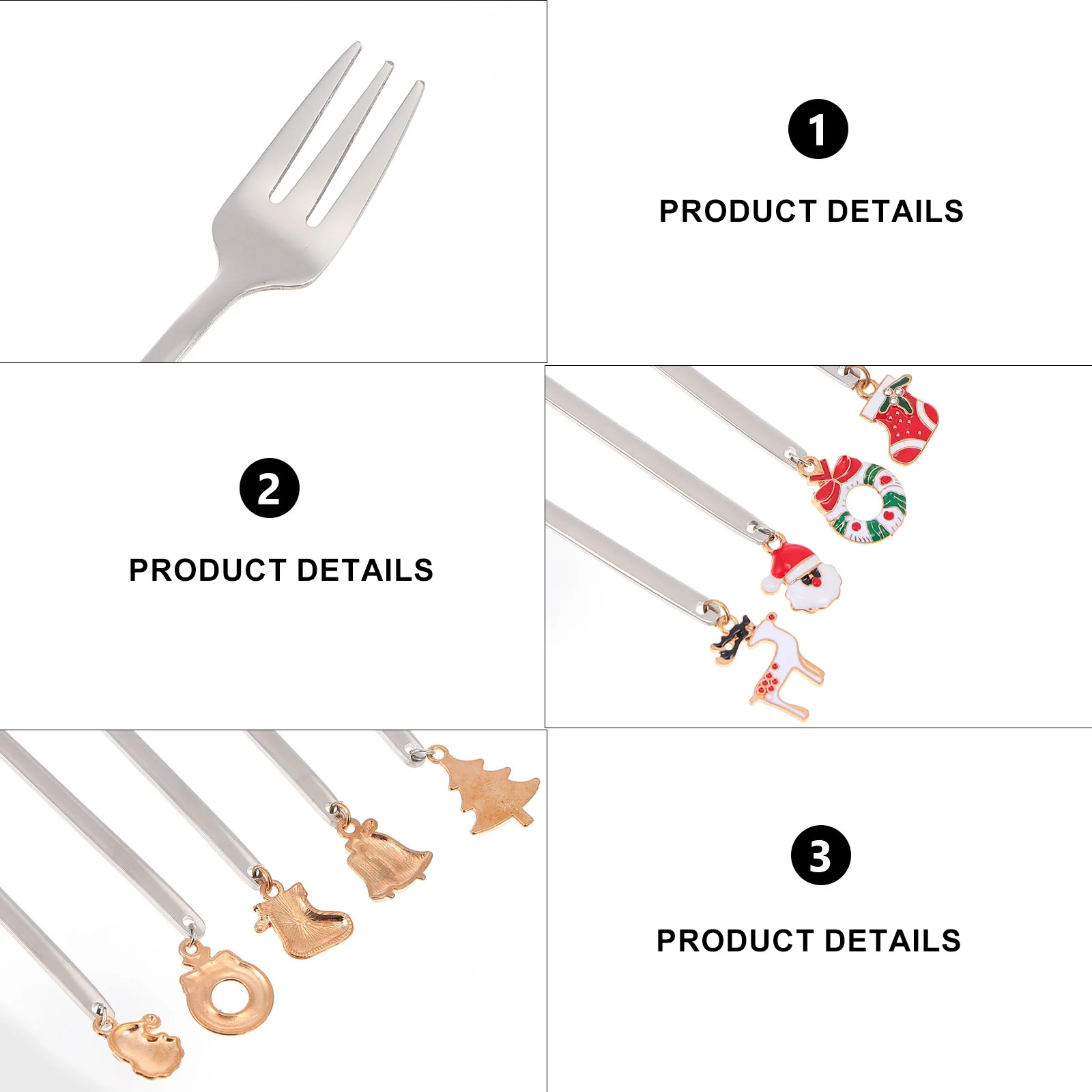 

6Pcs Christmas Forks Set Festive Design Stainless Steel Coffee Stirring Forks Ideal for Christmas and Special Occasions