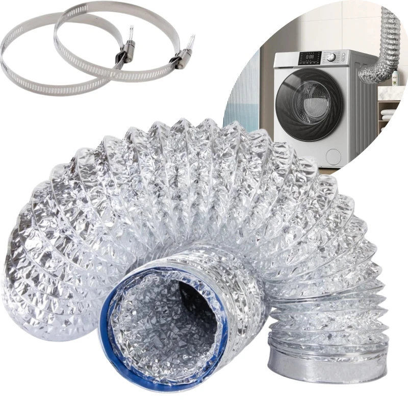 4/6 Inch Dryer Vent Hose Flexible Aluminum Air Ducting Tube Insulated Dryer Duct Ventilation Exhaust Hose for Indoor Outdoor Use