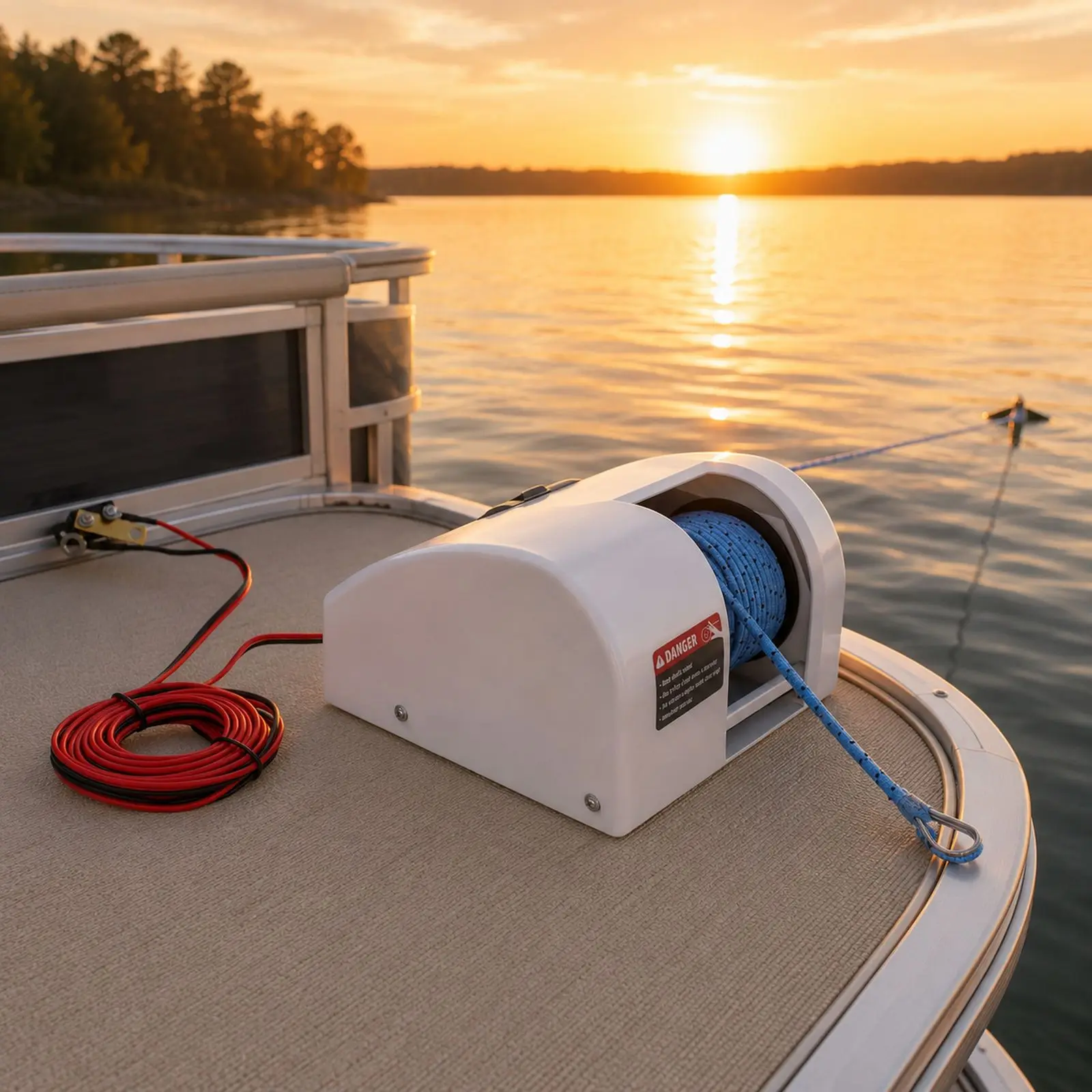 Remote Control Anchor Winch for 25lb Anchors, Electric Marine Windlass with 98ft Rope and Bracket Included