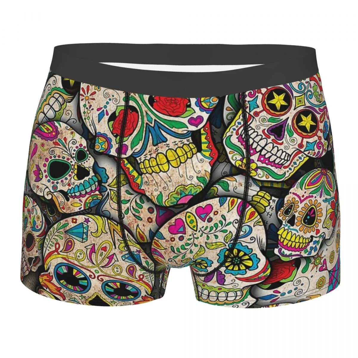 

Трусы-боксеры мужские с коллажем и черепом