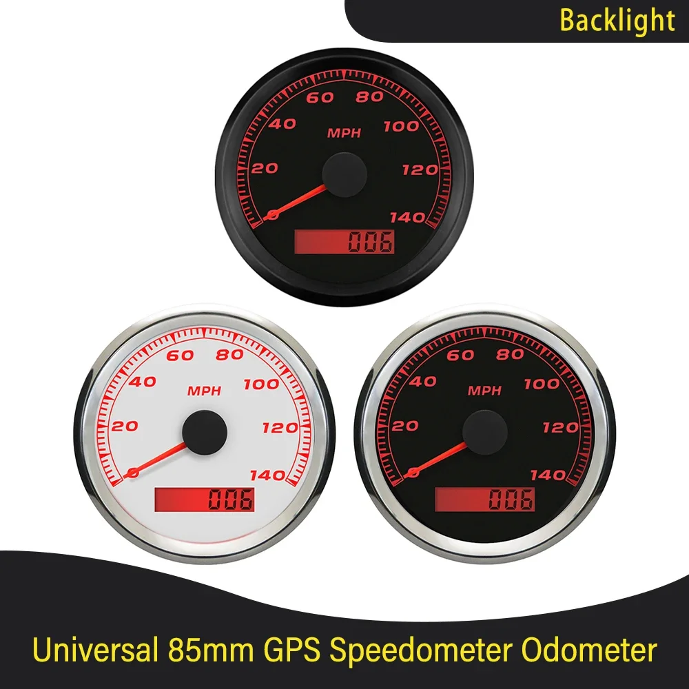 

0-140MPH 0-160MPH 0-200MPH 85mm GPS Speedometer 9-32V Universal Speedometer Gauge Black or White Faceplate for Car Motorcycle