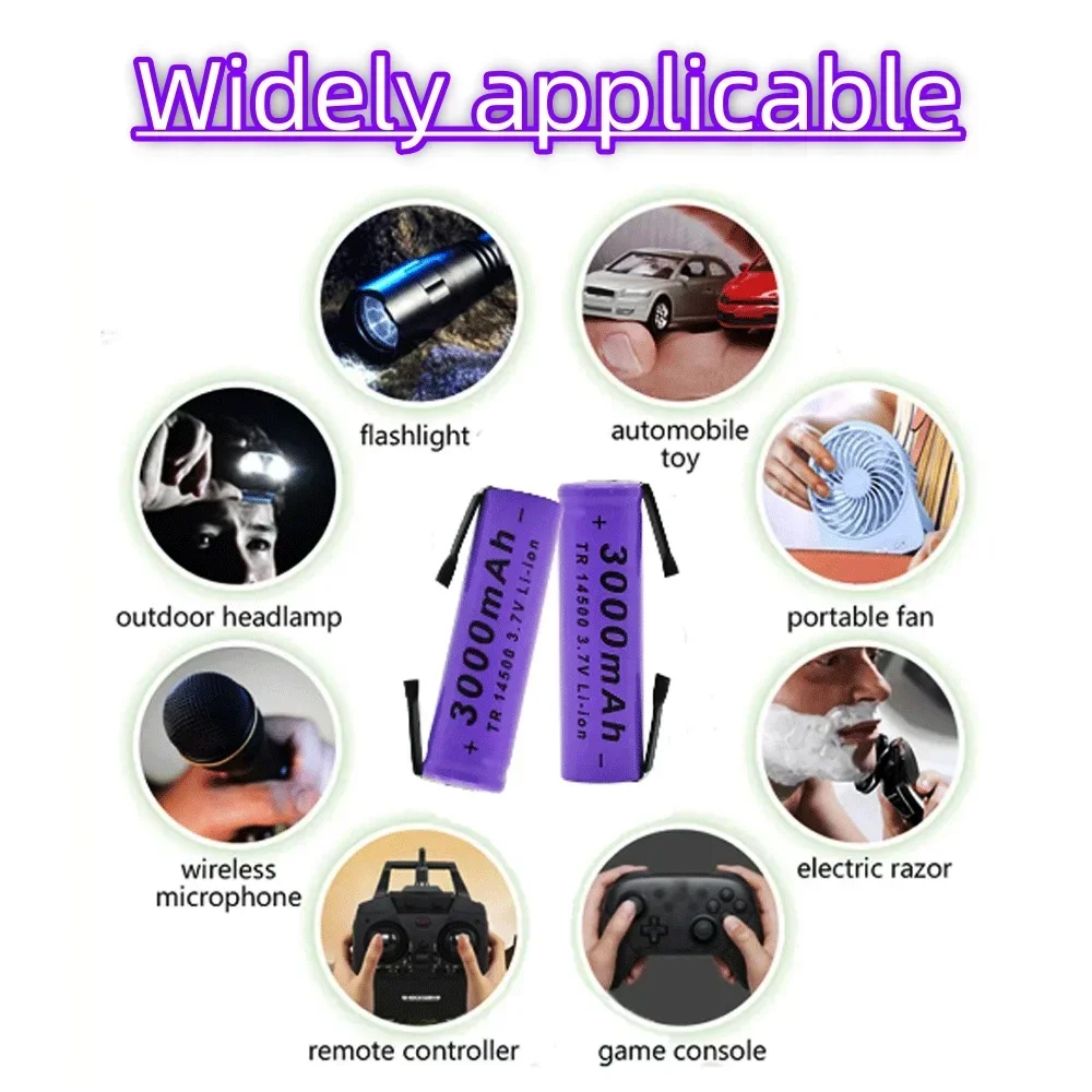 3.7 فولت 3000 مللي أمبير ICR 14500 بطارية ليثيوم بطاريات قابلة للشحن لحام النيكل ورقة بطاريات لشعلة مصباح ليد جيب #6