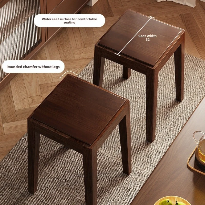 

Solid wood square stool can be stacked household living room stool dining stool wood bench