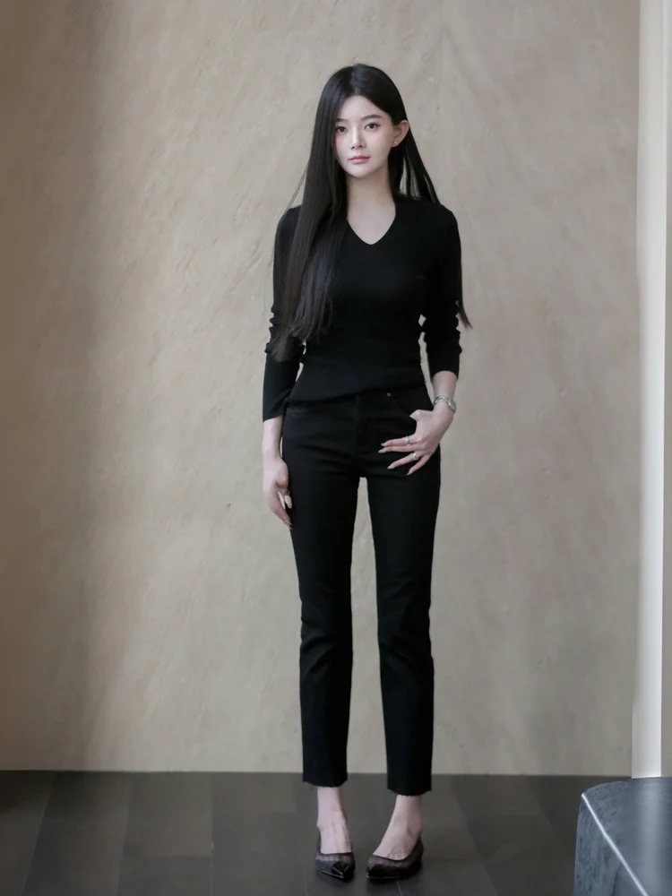 

Redmole a Thermal Fce на подкладке с девятью зубцами, прямые джинсы, женские повседневные джинсовые брюки со средней талией, самонагревающиеся