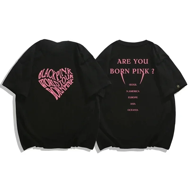 T Shirt  Women T-shirt Black Print Pink Kpop Short Sleeve Casual Girl Tee Fashion  Clothing tops graphic t shirts  y2k top