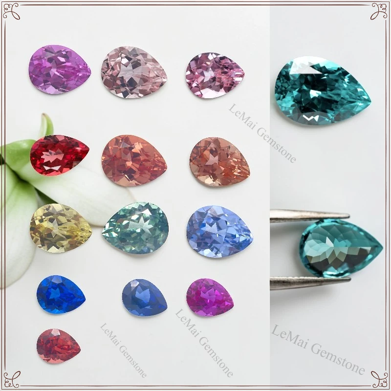 

Pear Cut Laboratory Padparadscha Fire Lotus Color Loose Gemstone