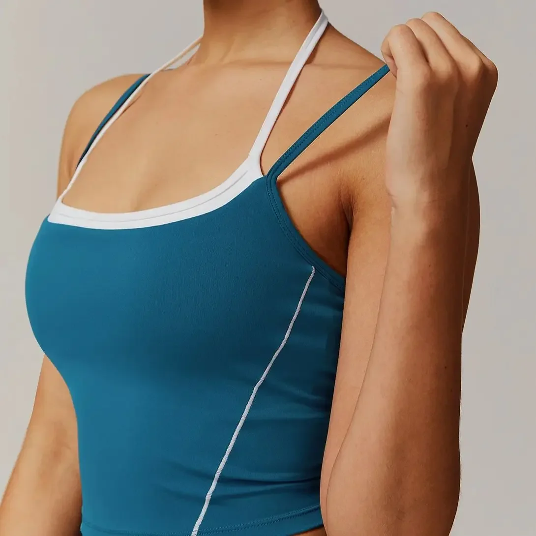 

Color Blocked Sports Bra Women's Yoga Vest Top Push Up Fitness Bras Shockproof Women Yoga Bra Yoga Running Breathable Bras Vest