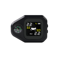 Waterproof Motorcycle Real Time Tire Pressure Monitoring System TPMS Wireless LCD Display External Sensors With Compass