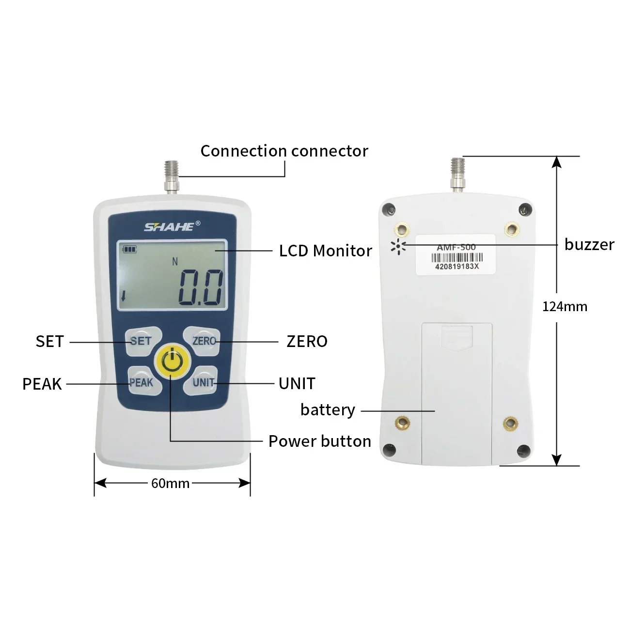 Shahe New Digital Push Pull Force Gauge Portable Dynamometer Gauge High Precision Pull Pressure Gauge Portable Pull Tester