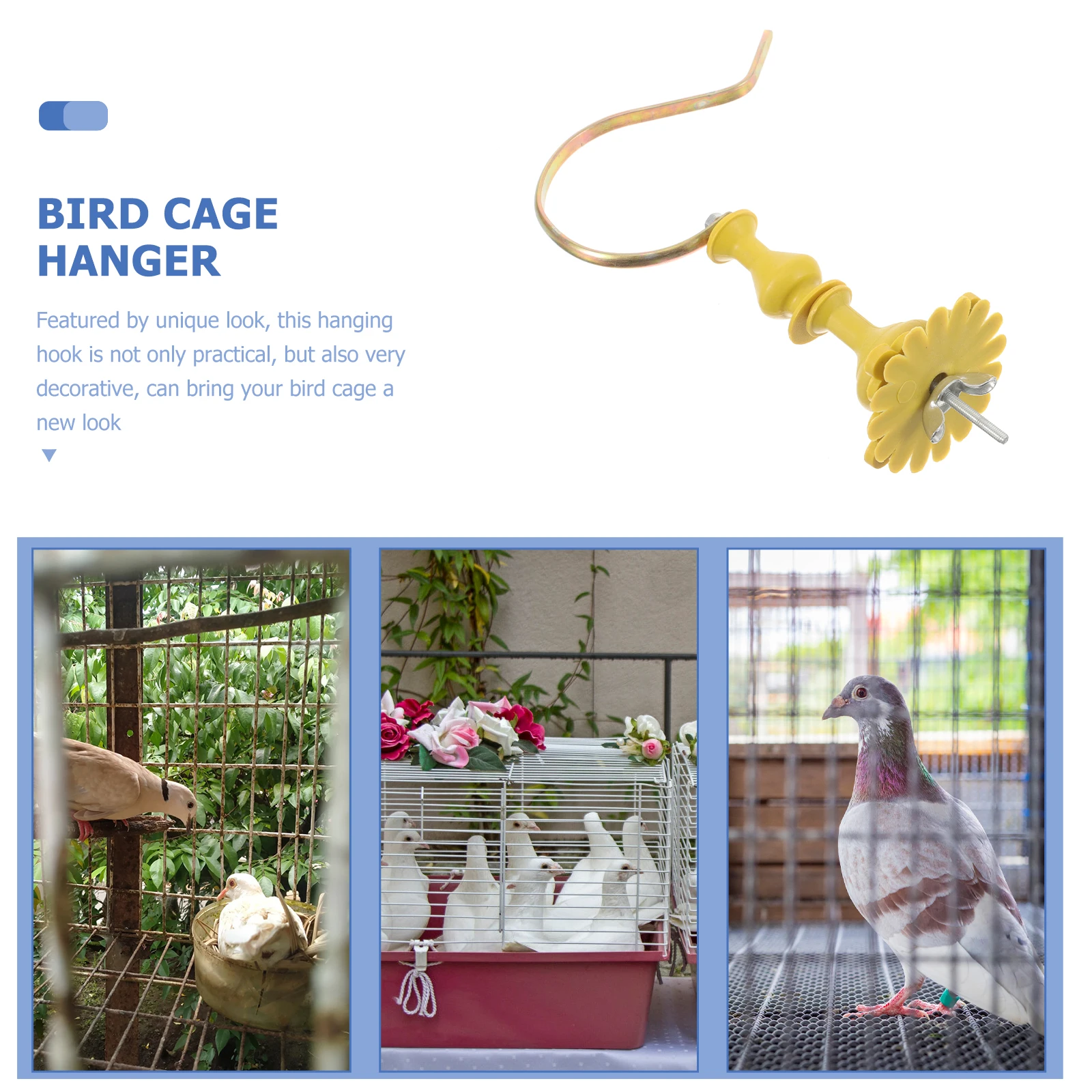 

Bird Cage Yellow Plastic Iron Durable Hanging Accessories Balcony Garden Pet Cages Feeder Decorative Hook Bamboo Cage Hook