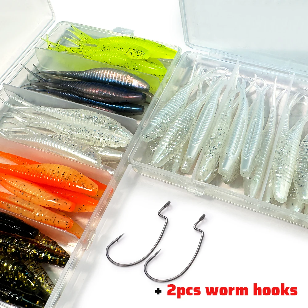 Señuelos swimbait de vinilo con cola en V – Kit completo de pesca - imagen 5