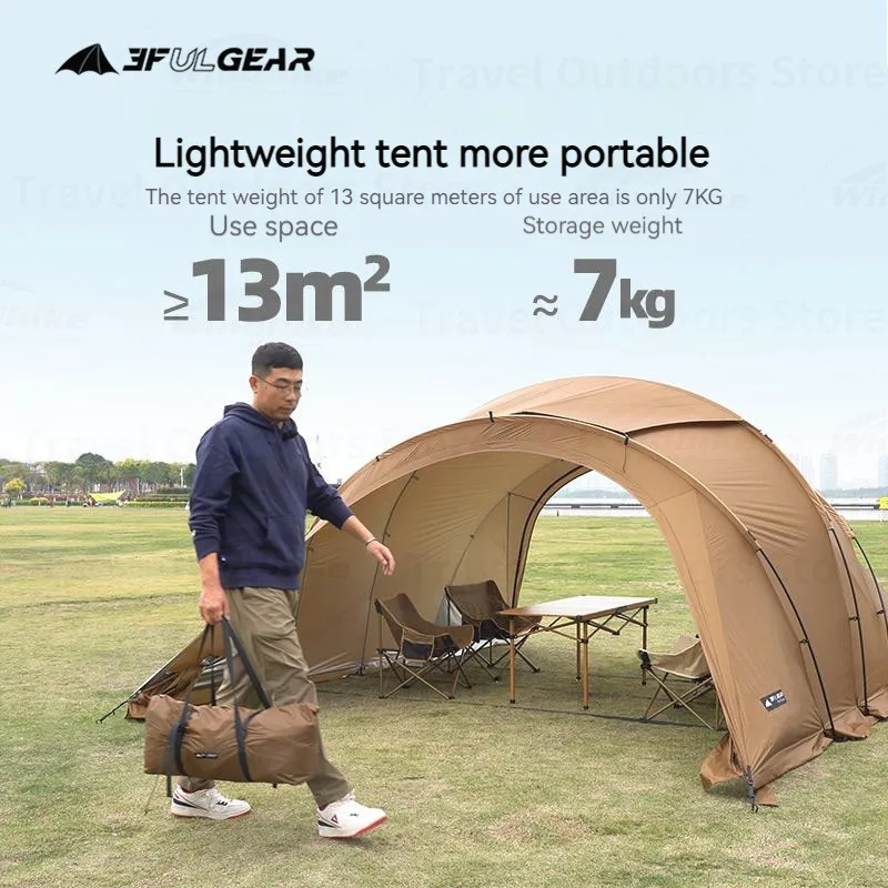 3F UL GEAR Car Docking Tunnel Tent Shelter 3-4 People Camping Tent PU5000+ Ventilate Windproof Waterproof 4 Season 13㎡ Travel