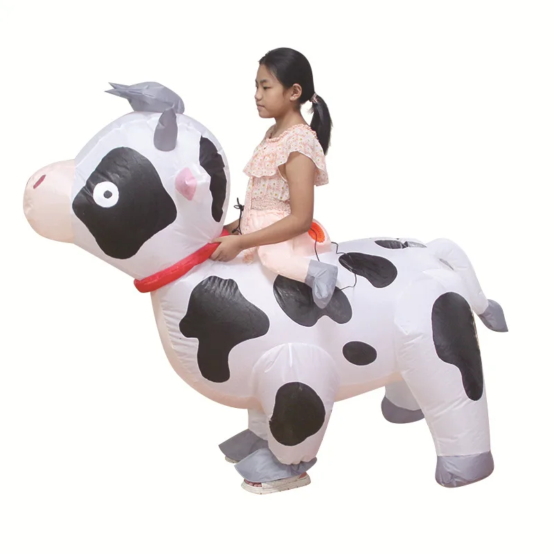 Children Inflatable Cow Cattle Costume Anime Mascot Dress Suit Halloween Masquerade Purim Christmas Party Stage Cosplay Costume