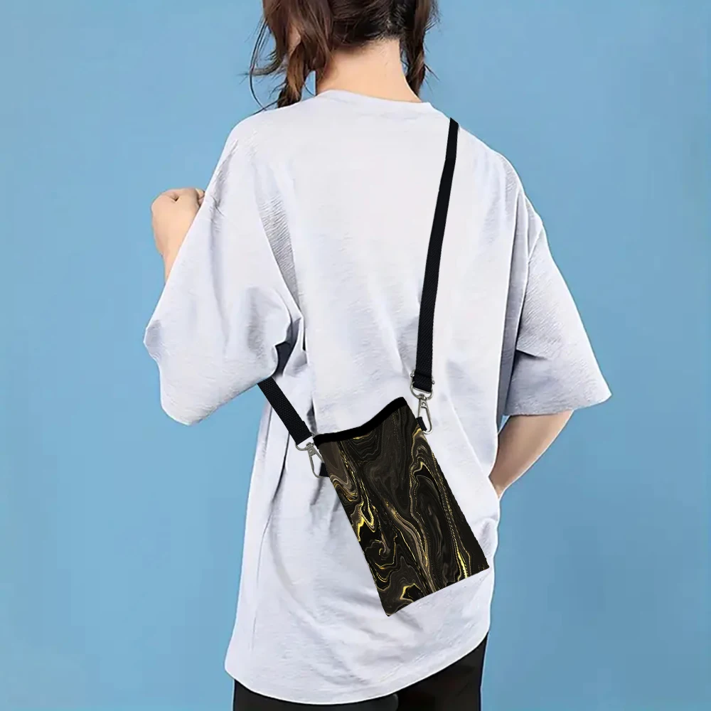 Gold-marbling-texture Crossbody PhoneBag Adjustable Detachable Strap Designed ForWomen CrossbodyBagShoulder Bag5.16