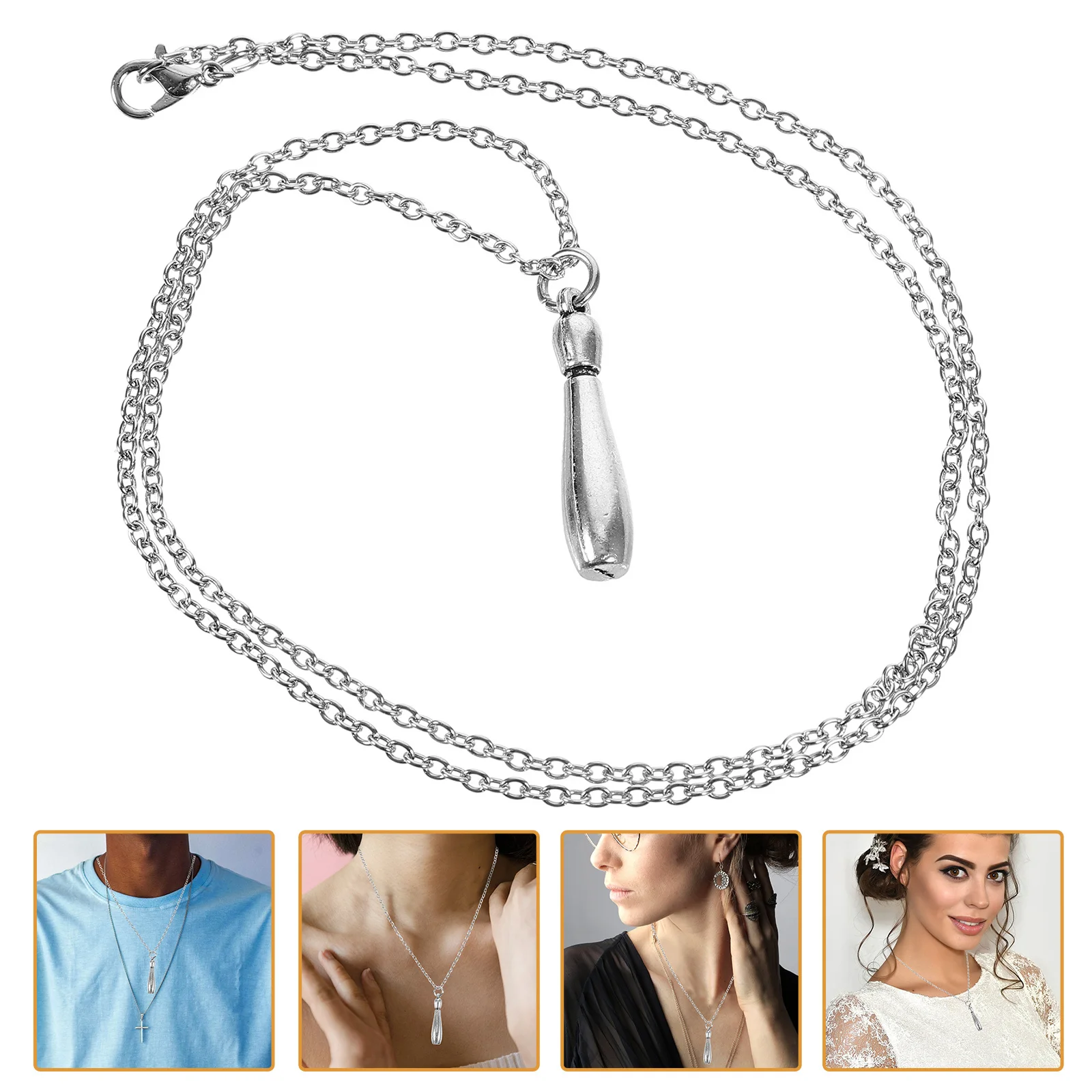 

Bowling Necklace Pendant Creative Metal Neck Chain Fashion Necklace for Men Women Decorative Neck Pendant Necklaces for Men