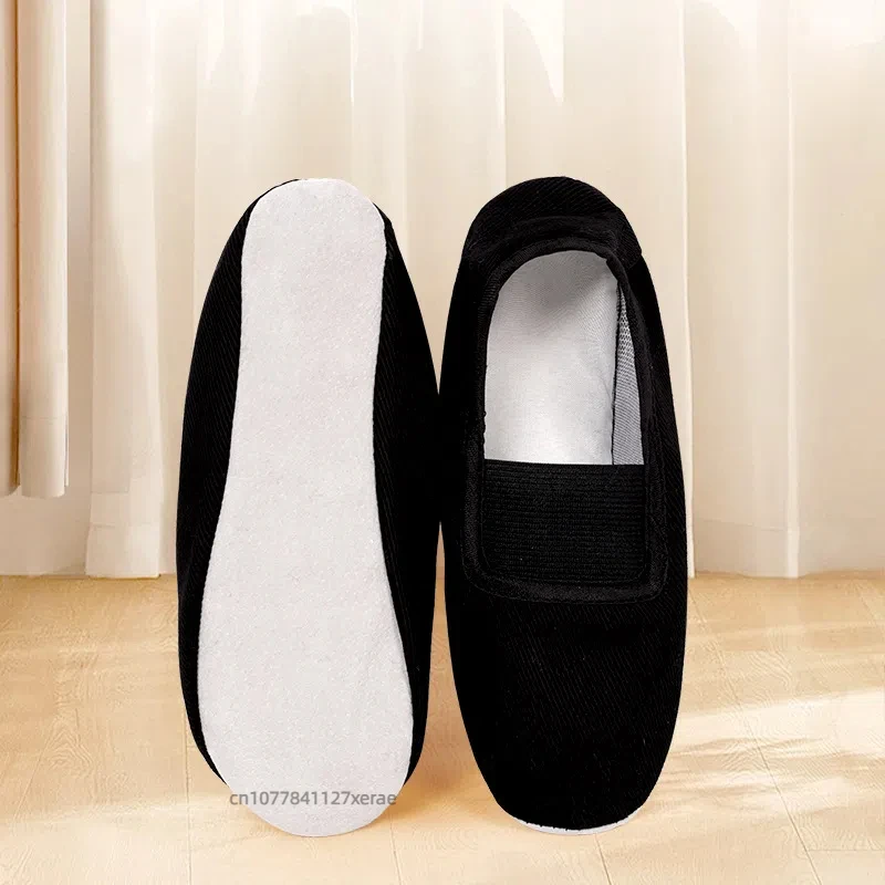 Men's and Women's Dance Shoes Ballet Practice Yoga Shoes Soft White Sole Canvas Outsole Cowhide Sole for Group Performances