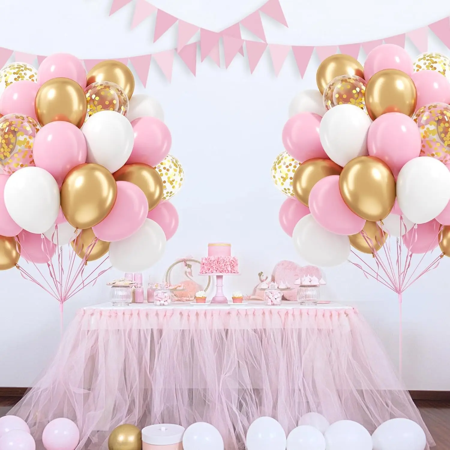 Rosa-weiße metallisch rosarote Folienballons für Geburtstag, Hochzeit, Muttertag, Verlobung, Partydekorationen – Detail 7