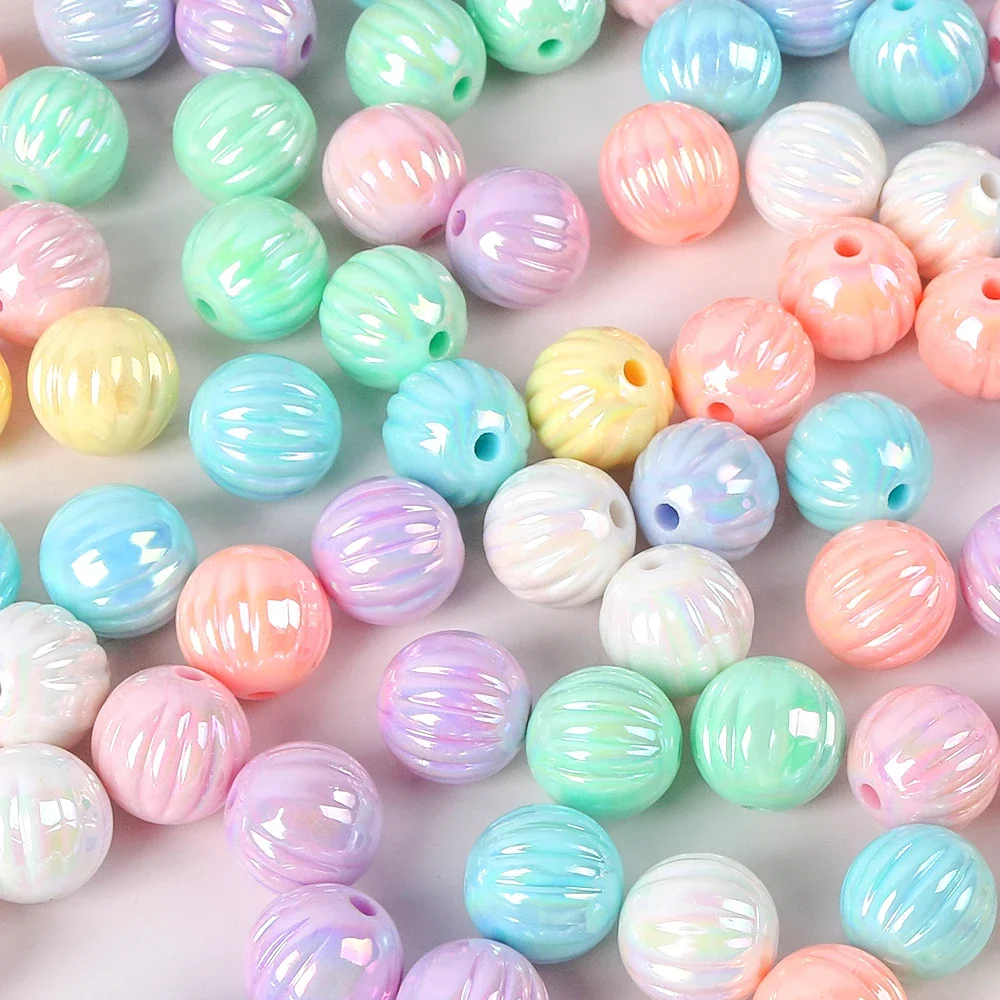 10pcs 14mm Colorful Pumpkin Acrylic Beads Cute Spacer Beads for Jewelry Making DIY Bracelet Accessories