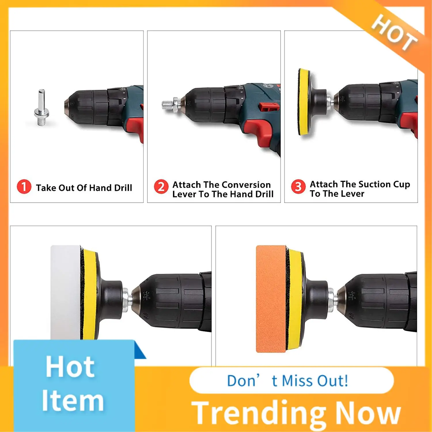 

CMHI-24Pcs 3-In Polishing Pad Kit Sponge Buffing Pads For Car Foam Drill Car Care Polisher Buffing Kit For Waxing Polishing