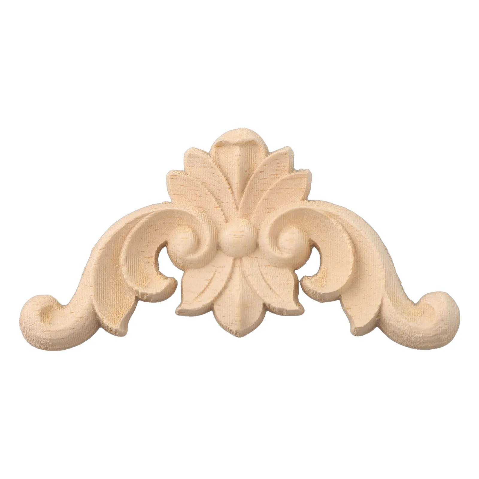 Beautiful Wood Applique Carve Decal Single Side Wood Carved 4 Pcs Replacement Unpainted 4*4cm-20*20cm Accessories Beige Classic