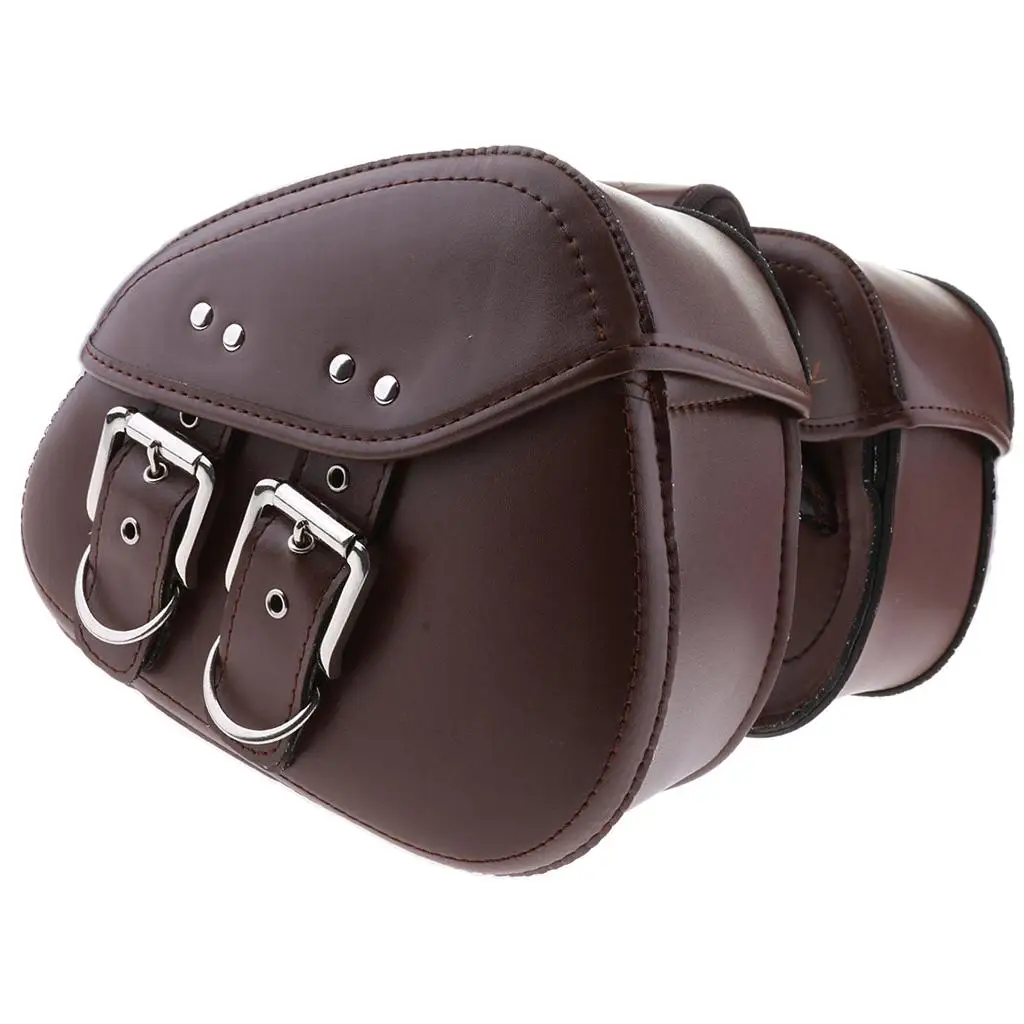 

Scratch Resistance Motorcycle Brown Leather Rider Saddle Bag Two