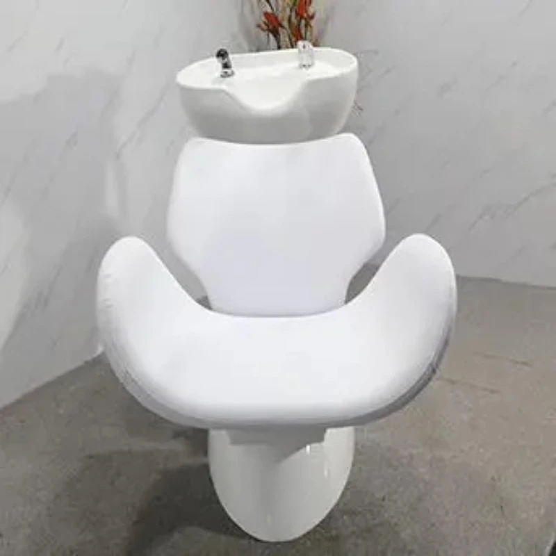 Beauty Salon Shampoo Backwash Unit Sink Station Shampoo Bed Tilt Ceramic Sink with Adjustable Seat