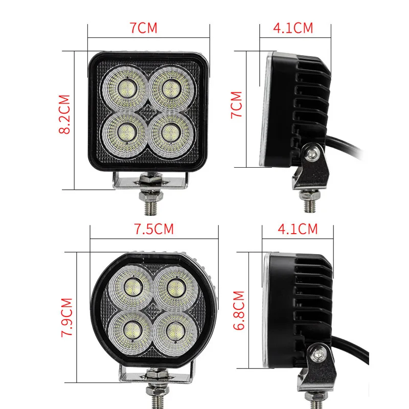 Heavy Duty LED Work Light Waterproof 12‑36V Shockproof Tractor Flood Work Lamp for Farm Machinery Harvester Excavator Truck
