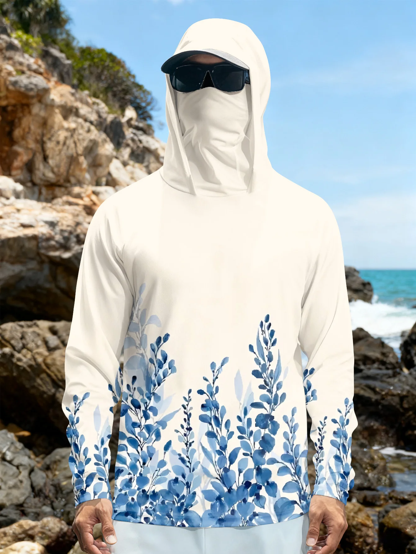 Fishing Hoodie Men Long Sleeve Quick Dry Breathable Clothing UV Protection Outdoor Fishing T-Shirt Fishing Clothes