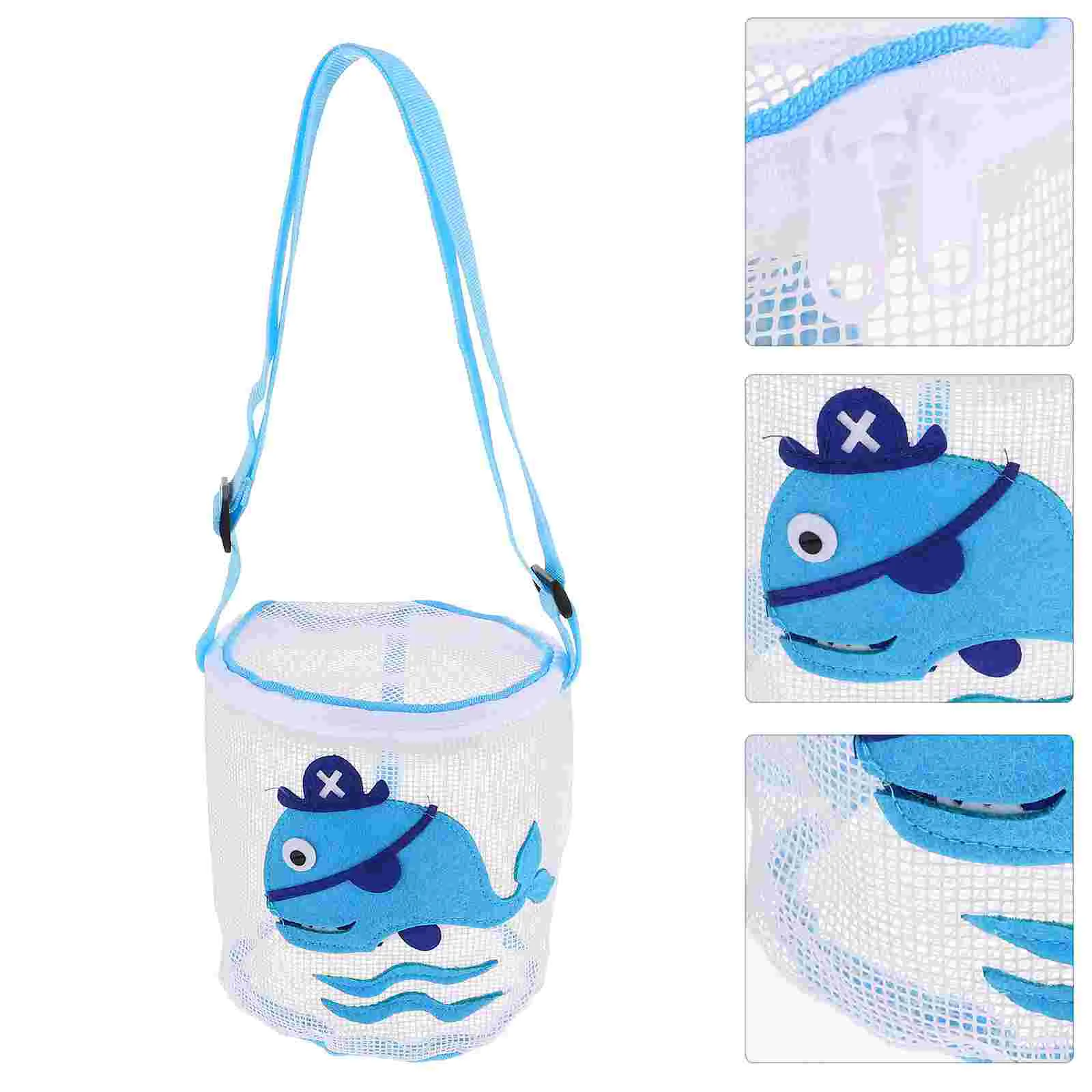 Toy Bag Foldable Beach Bags Large Capacity Kids Handbag Zipper Seashell Mesh Child