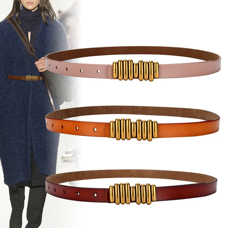 Color caramelo azul verde rosa púrpura naranja todo fósforo cinturones de cintura delgada piel de vaca Jeans Correa cinturones cuero Real Ceinture Femme