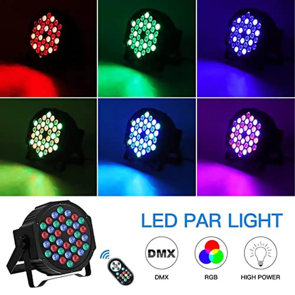 

36 LED Par Lights Uplights Stage Lighting RGB Wash Effect DJ Disco Party Wedding Remote Control DMX Indoor Outdoor Halloween