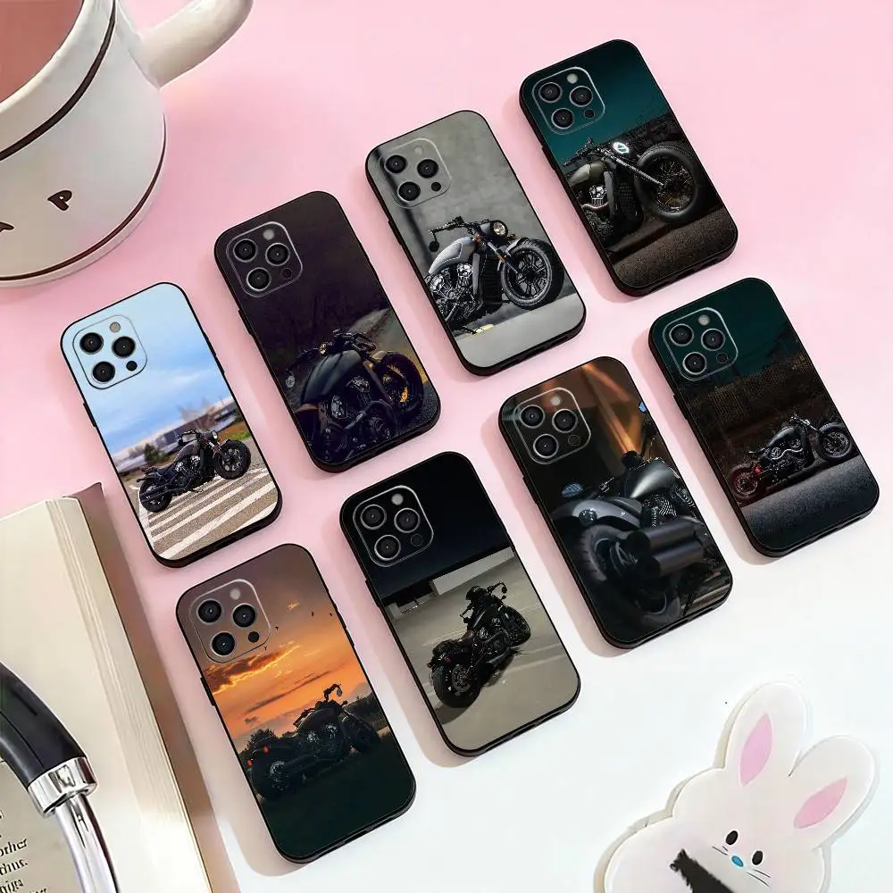 

motorcycle scout Phone Case For iPhone 17,16,15,14,13,12,11 Plus,Pro Max,Soft Silicone Black Cover