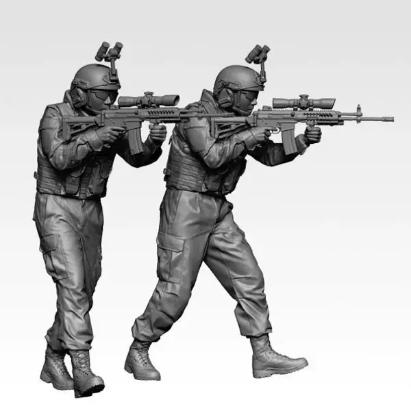 1/35 Modern Warfare Soldiers Two-person Team Resin Soldier White Model DIY Coloring Assembly Models 3D Printed Figurines