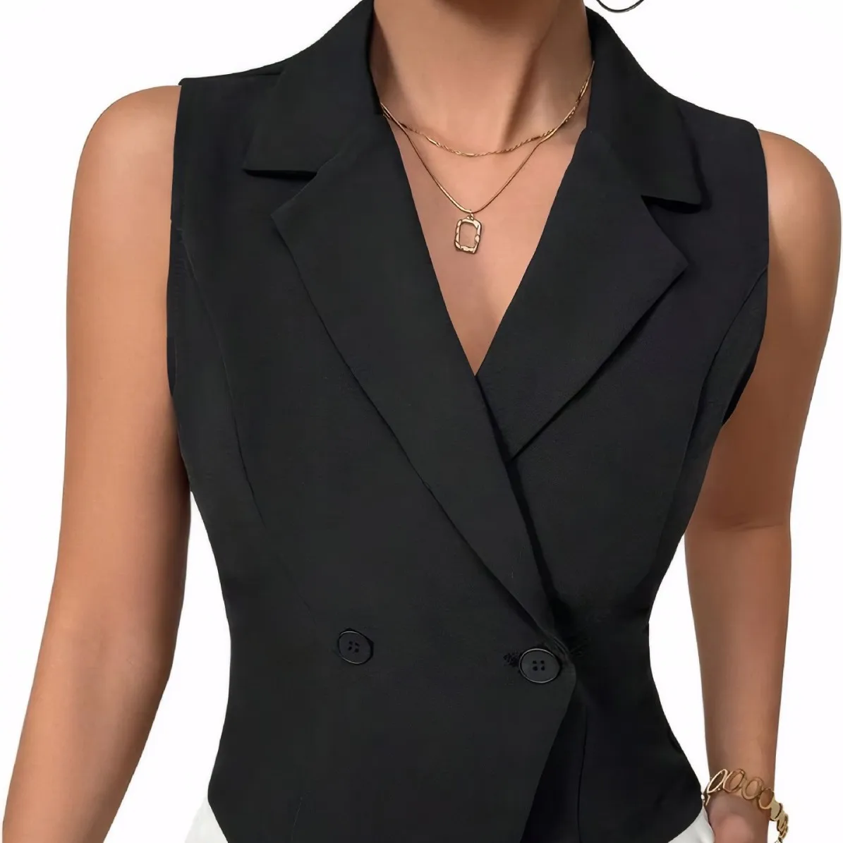 Vests Waistcoats Thin Womens Duck Spring Cotton-Padded  Buttoned Seamless Layering Waistcoat Minimalism Pure Classic Sexy