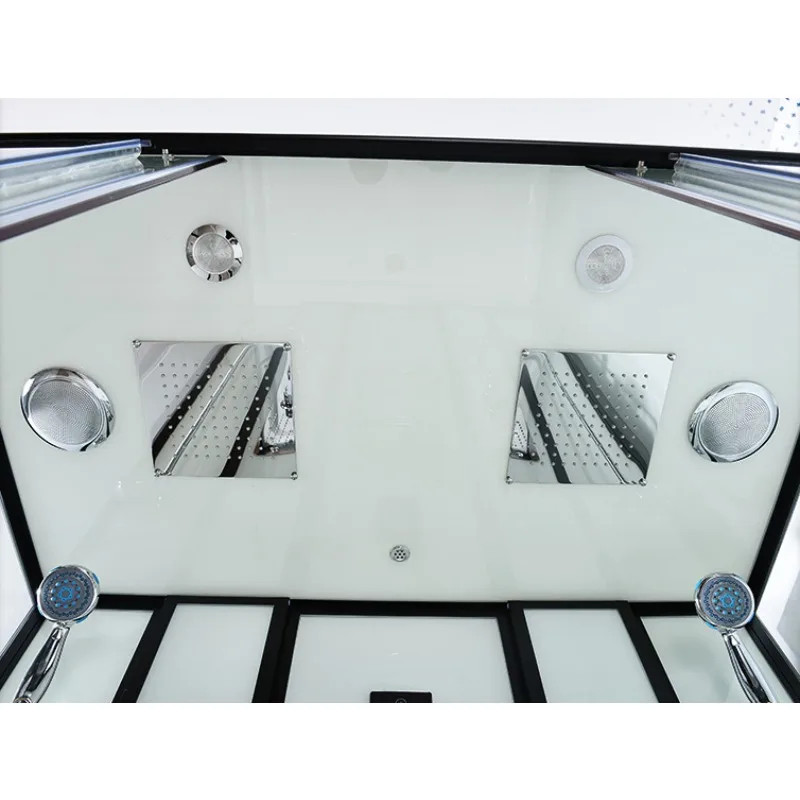Wholesale prefabricated bathroom integral massage steam tempered glass shower room with corner design, chrome-plated