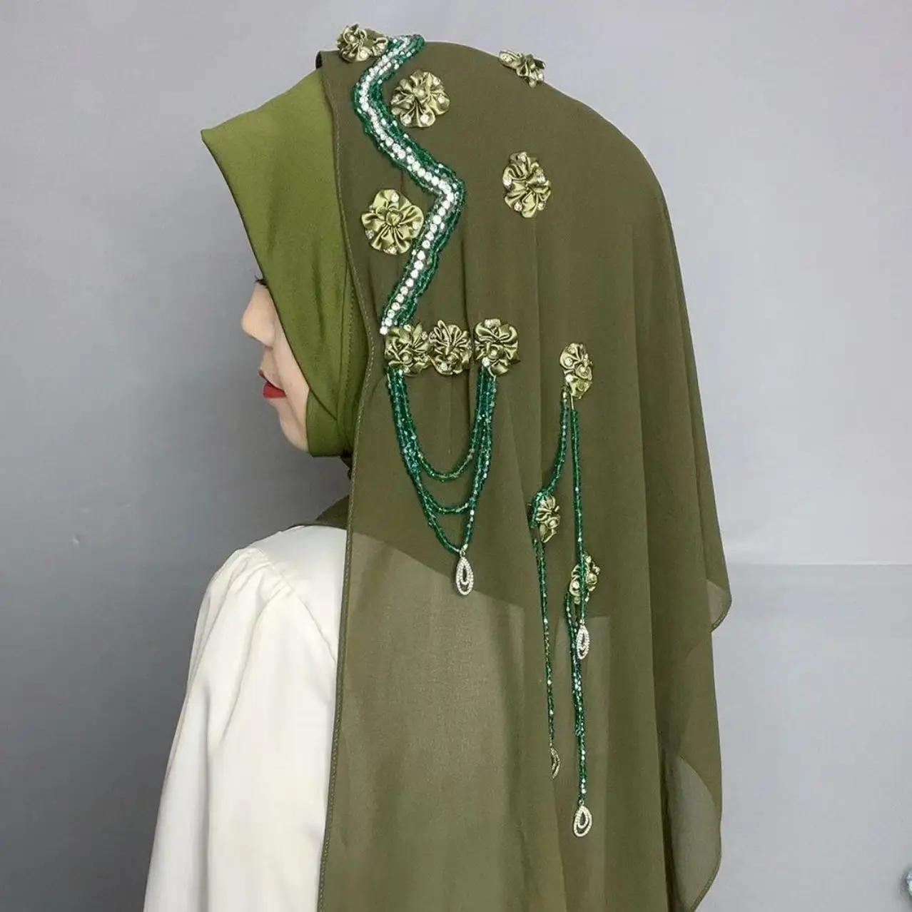 

Abaya Hijab Muslim Women Shawl Lace Headscarf Luxury Tassels Scarf Malaysia Prayer Kufi Islam Saudi Arabia Turban 05500