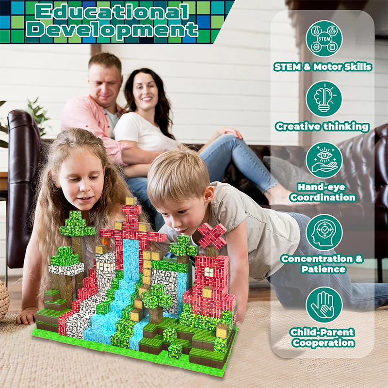 Magnetyczny zestaw klocków konstrukcyjnych, klocki do samodzielnego montażu dla dzieci, stół do zabawy z klockami konstrukcyjnymi z płytką bazową.
