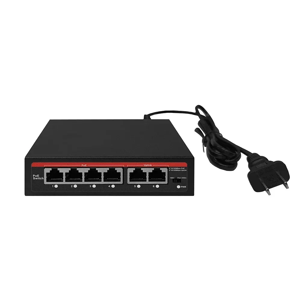 

New 6 Ports 10/100Mbps with 2 Uplink RJ45 Ports AI POE AI Smart Ethernet Switch Switch Smart Switch for IP Camera/Wireless AP