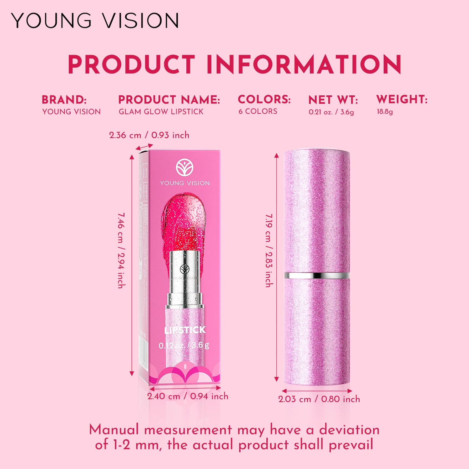YOUNG VISION 6 cores disponíveis pérola com flash não é fácil de cair mudança de temperatura de cor batom sombra de olho