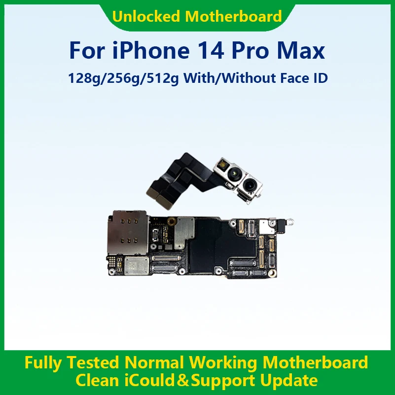 For iPhone 14 Pro Motherboard With Face ID 28GB 256GB 512GB Logic board 100% Original Unlocked Mainboard