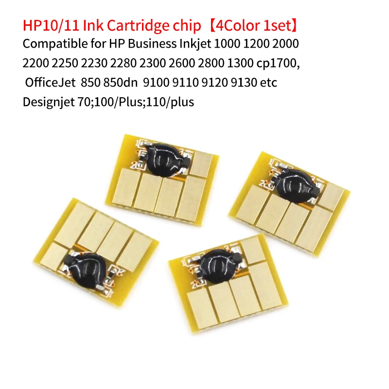 4Color 1set ink Cartridge chip for HP 10 11 82 chip for hp Designjet 111 510 500 800 500ps 1000 1200 2000  2200 850 110 Printer